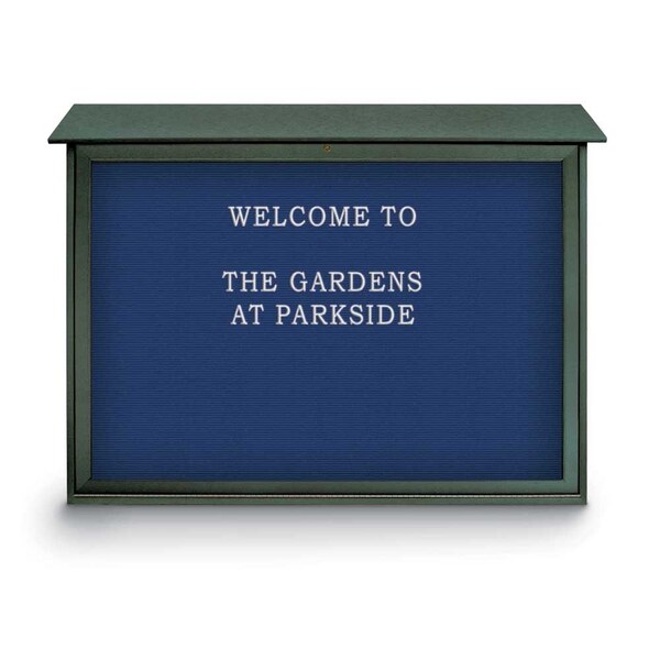 Indoor Enclosed Combo Board, 42"x32", Satin Frame/Blue & Buff